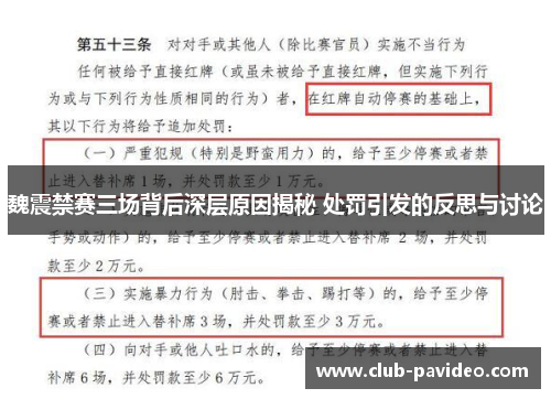 魏震禁赛三场背后深层原因揭秘 处罚引发的反思与讨论